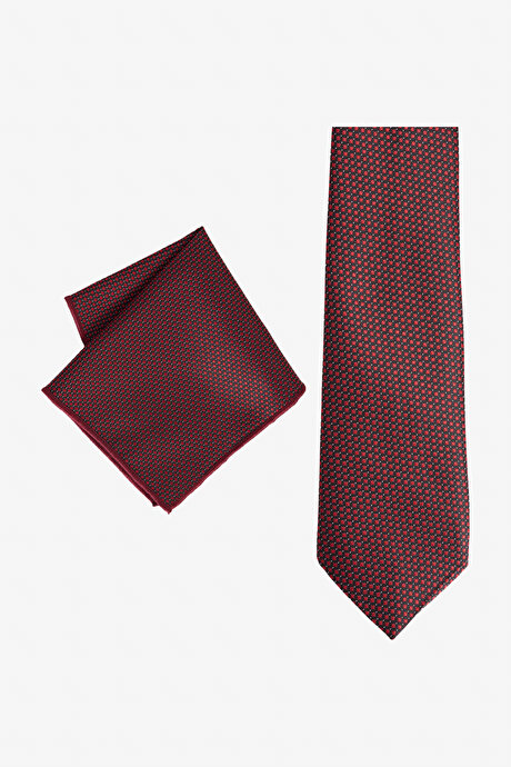 Standart Fit Desenli Bordo-Siyah Set resmi