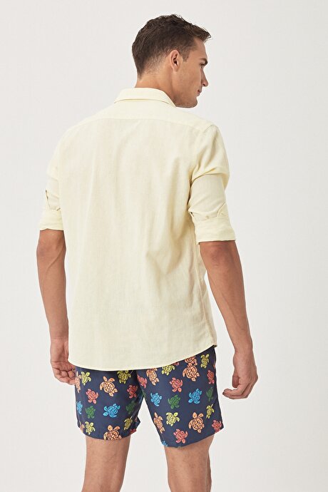 Standart Fit Casual Desenli Lacivert Mayo Deniz Şortu resmi