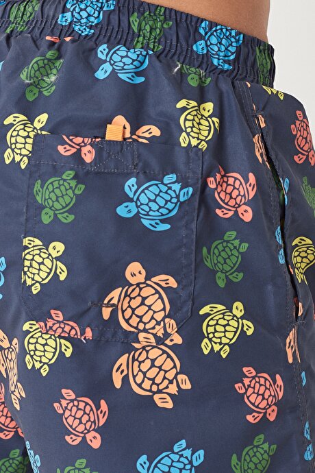 Standart Fit Casual Desenli Lacivert Mayo Deniz Şortu resmi