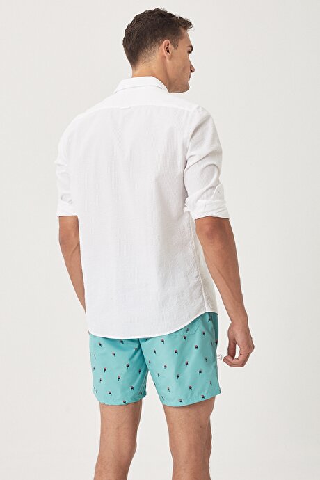 Standart Fit Casual Desenli Mint Mayo Deniz Şortu resmi