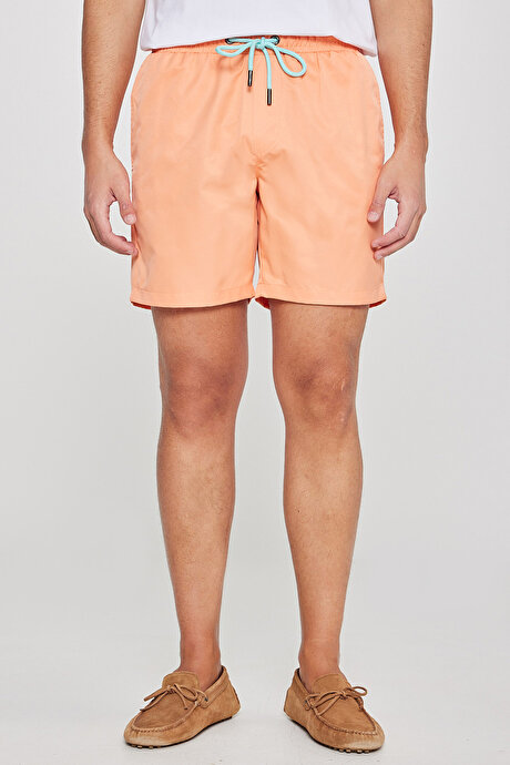 Standart Fit Normal Kesim Desenli Cepli Somon Mayo Deniz Şortu resmi