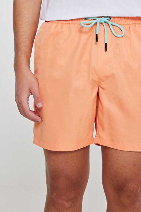 Standart Fit Normal Kesim Desenli Cepli Somon Mayo Deniz Şortu resmi