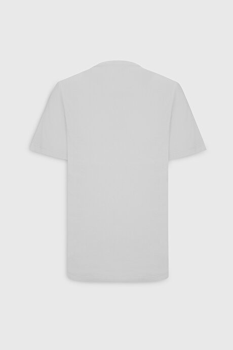 Slim Fit Dar Kesim Bisiklet Yaka %100 Pamuk Kısa Kollu Beyaz Tişört resmi
