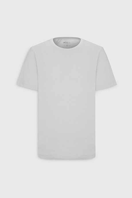 Slim Fit Dar Kesim Bisiklet Yaka %100 Pamuk Kısa Kollu Beyaz Tişört resmi