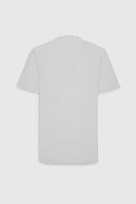 Slim Fit Dar Kesim Bisiklet Yaka %100 Pamuk Kısa Kollu Beyaz Tişört resmi