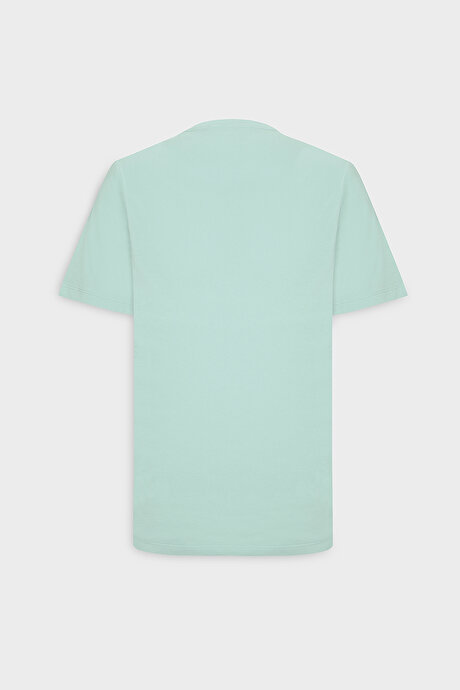 Slim Fit Dar Kesim Bisiklet Yaka %100 Pamuk Kısa Kollu Mint Tişört resmi