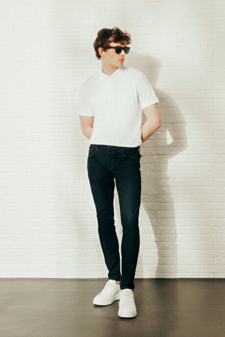 %100 Pamuk Kıvrılmaz Pike Polo Yaka Slim Fit Dar Kesim Beyaz Tişört resmi