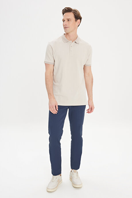 %100 Pamuk Kıvrılmaz Pike Polo Yaka Slim Fit Dar Kesim Safari Tişört resmi