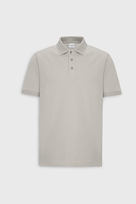 %100 Pamuk Kıvrılmaz Pike Polo Yaka Slim Fit Dar Kesim Safari Tişört resmi