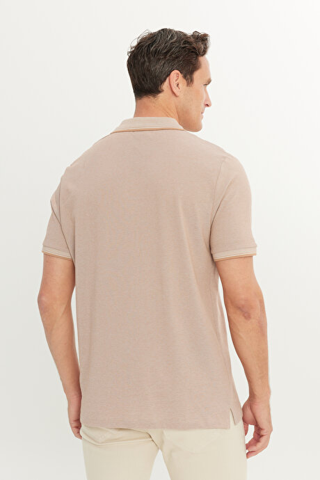 Pamuklu Comfort Fit Rahat Kesim Polo Yaka Cepli Vizon Tişört resmi