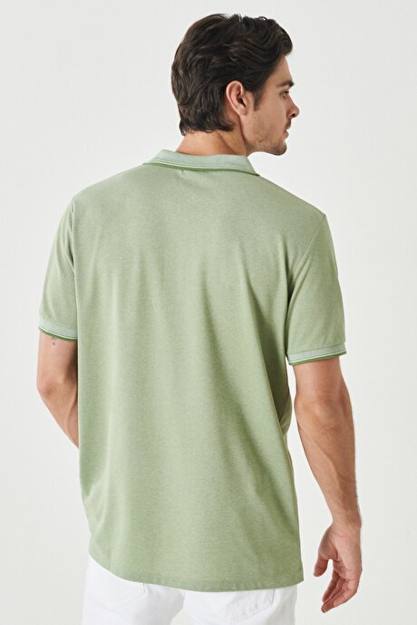 Regular Fit Geniş Kesim Polo Yaka Cepli Yeşil Tişört resmi