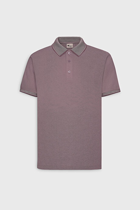 Slim Fit Dar Kesim Kıvrılmaz Polo Yaka Kısa Kollu Bordo Tişört resmi