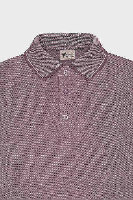 Slim Fit Dar Kesim Kıvrılmaz Polo Yaka Kısa Kollu Bordo Tişört resmi