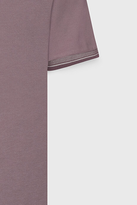 Slim Fit Dar Kesim Kıvrılmaz Polo Yaka Kısa Kollu Bordo Tişört resmi