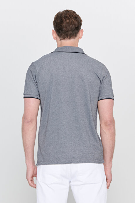 Slim Fit Dar Kesim Kıvrılmaz Polo Yaka Kısa Kollu Siyah Tişört resmi