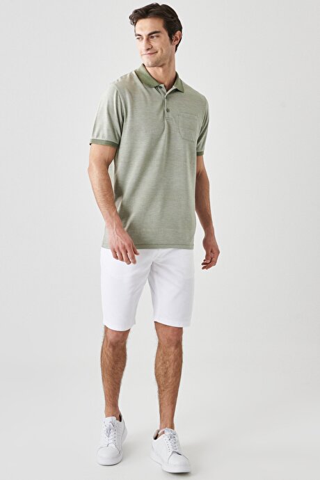 Comfort Fit Rahat Kesim Polo Yaka Açık Yeşil Tişört resmi
