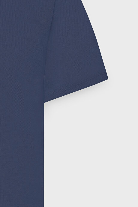 Slim Fit Dar Kesim Polo Yaka Casual Lacivert Tişört resmi