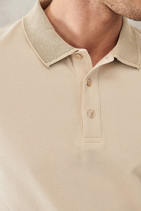 Slim Fit Dar Kesim Polo Yaka %100 Pamuk Safari Tişört resmi