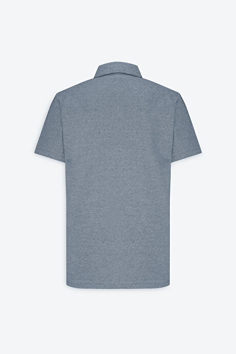 Slim Fit Dar Kesim Pamuklu Polo Yaka Lacivert Tişört resmi