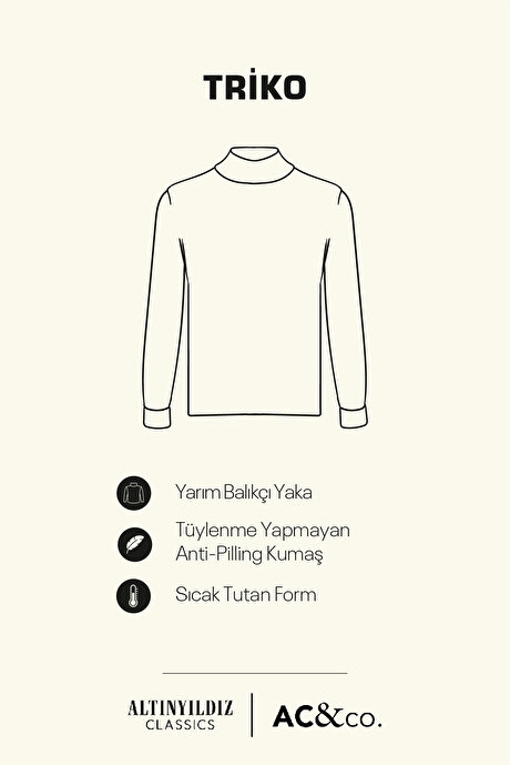 Standart Fit Normal Kesim Yarım Balıkçı Yaka Pamuklu Füme Kazak resmi