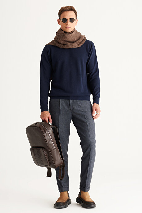 Standart Fit Normal Kesim Yarım Balıkçı Yaka Pamuklu Lacivert Kazak resmi