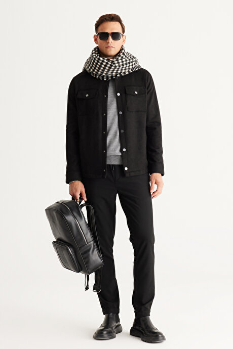 Anti-Pilling Tüylenme Yapmayan Standart Fit Normal Kesim Bisiklet Yaka Triko Gri Melanj Kazak resmi