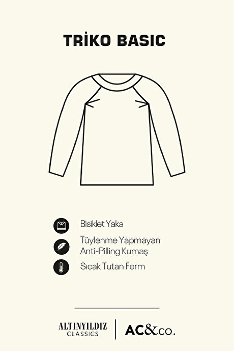 Anti-Pilling Tüylenme Yapmayan Standart Fit Normal Kesim Bisiklet Yaka Triko Haki Kazak resmi