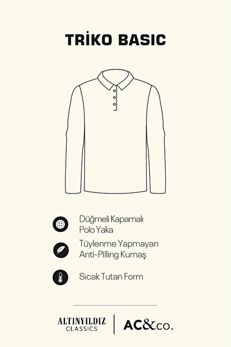 Tüylenme Yapmayan Anti Pilling Özellikli Standart Fit Polo Yaka Antrasit-Melanj Kazak resmi