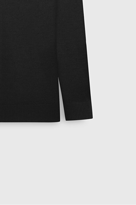 Tüylenme Yapmayan Anti Pilling Özellikli Standart Fit Tam Balıkçı Yaka Siyah Kazak resmi