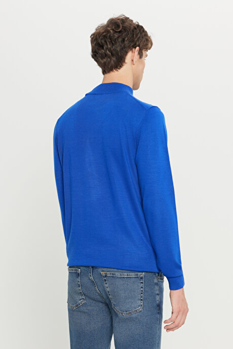 Tüylenme Yapmayan Anti-Pilling Standart Fit Normal Kesim Yarım Balıkçı Yaka Saks Kazak resmi