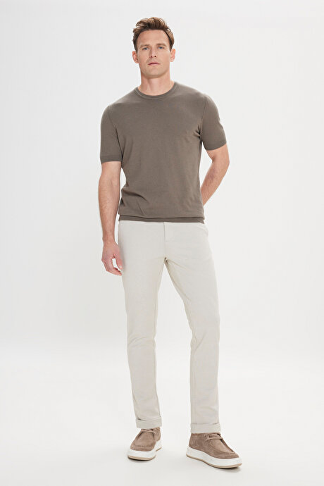 Standart Fit Normal Kesim %100 Pamuk Bisiklet Yaka Haki Tişört resmi