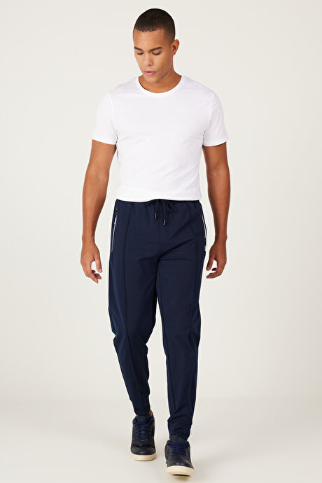 Standart Fit Normal Kesim Cepli Rahat Lacivert Eşofman Altı resmi