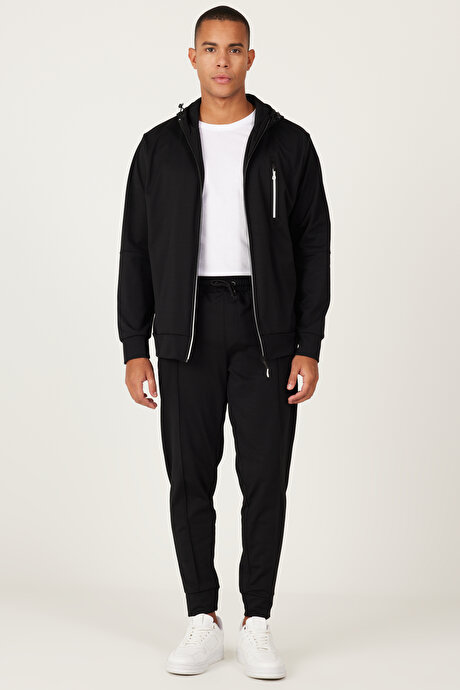 Standart Fit Normal Kesim Cepli Rahat Siyah Eşofman Altı resmi