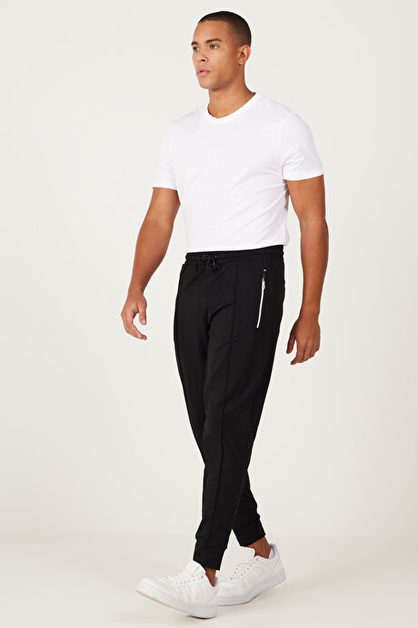 Standart Fit Normal Kesim Cepli Rahat Siyah Eşofman Altı resmi