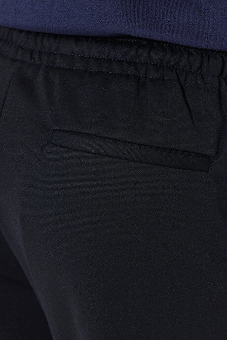 Standart Fit Normal Kesim Cepli Beli Bağlamalı Rahat Lacivert Örme Pantolon resmi