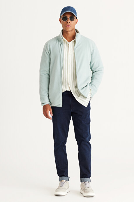 Anti-Pilling Tüylenme Yapmayan Standart Fit Bato Yaka Sweatshirt Ceket Çağla Polar resmi