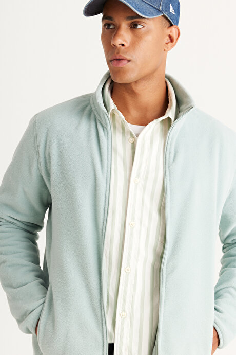 Anti-Pilling Tüylenme Yapmayan Standart Fit Bato Yaka Sweatshirt Ceket Çağla Polar resmi