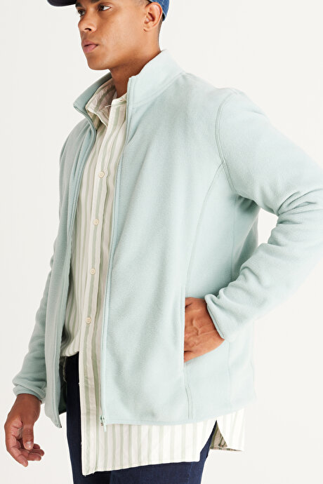 Anti-Pilling Tüylenme Yapmayan Standart Fit Bato Yaka Sweatshirt Ceket Çağla Polar resmi