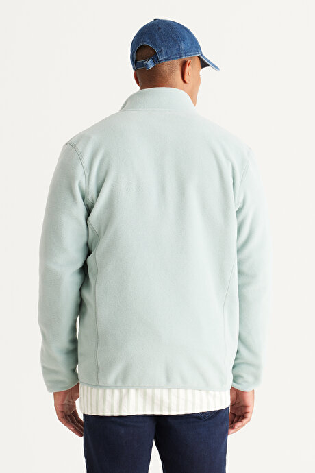 Anti-Pilling Tüylenme Yapmayan Standart Fit Bato Yaka Sweatshirt Ceket Çağla Polar resmi