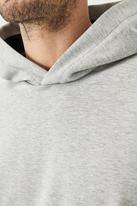 Standart Fit Normal Kesim Kapüşonlu Gri-Antrasit Sweatshirt resmi