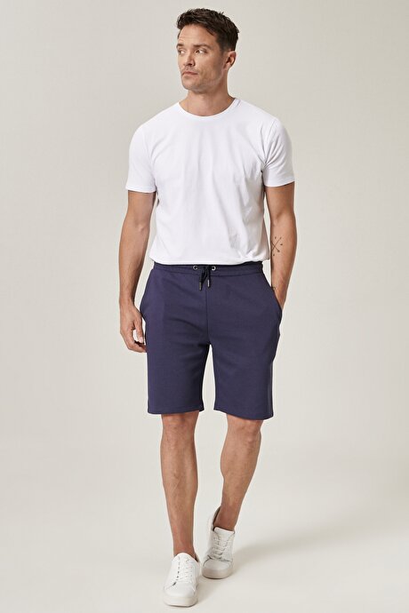 Slim Fit Günlük Rahat Spor Örme Lacivert Şort resmi