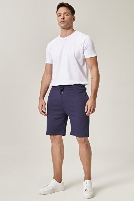 Slim Fit Günlük Rahat Spor Örme Lacivert Şort resmi