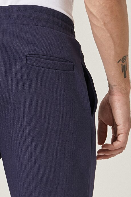 Slim Fit Günlük Rahat Spor Örme Lacivert Şort resmi