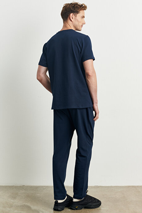 Slim Fit %100 Pamuk 3'Lü Lacivert Pijama Takımı resmi