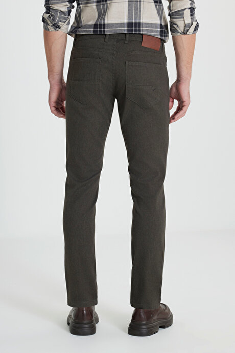 Slim Fit Dar Kesim Pamuklu Esnek Haki Pantolon resmi