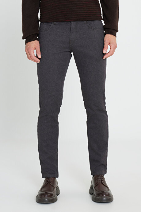 Slim Fit Dar Kesim Pamuklu Esnek Kahverengi Pantolon resmi