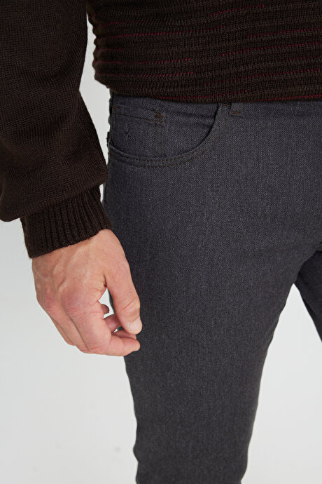 Slim Fit Dar Kesim Pamuklu Esnek Kahverengi Pantolon resmi