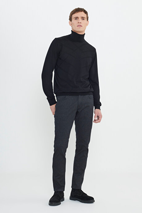 Slim Fit Dar Kesim Pamuklu Esnek Siyah Pantolon resmi