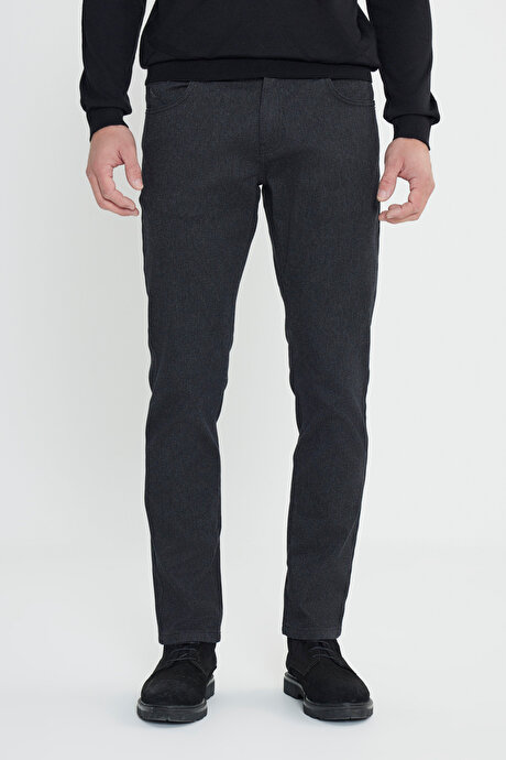 Slim Fit Dar Kesim Pamuklu Esnek Siyah Pantolon resmi