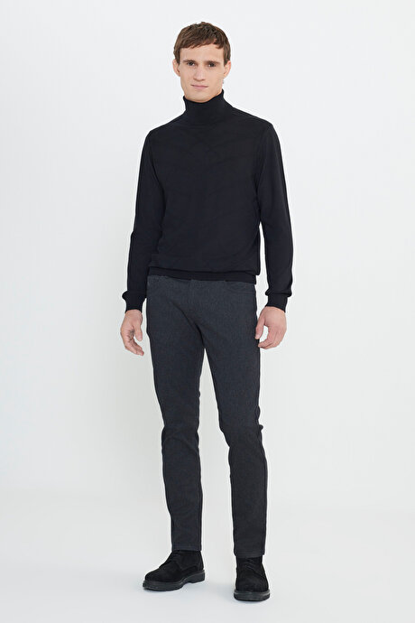 Slim Fit Dar Kesim Pamuklu Esnek Siyah Pantolon resmi